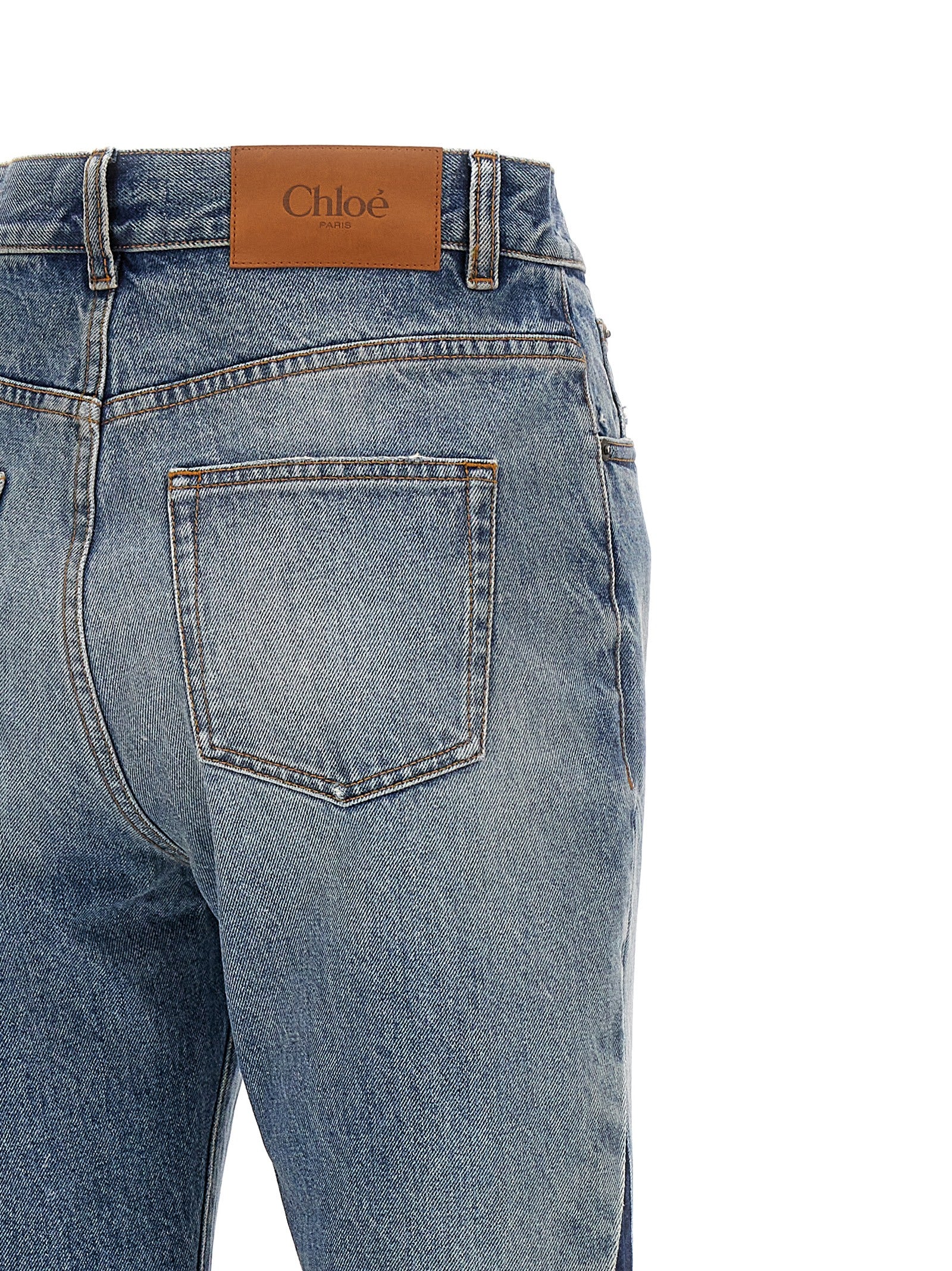 Blue Cotton Flared Jeans