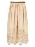 Beige Linen Midi Skirt