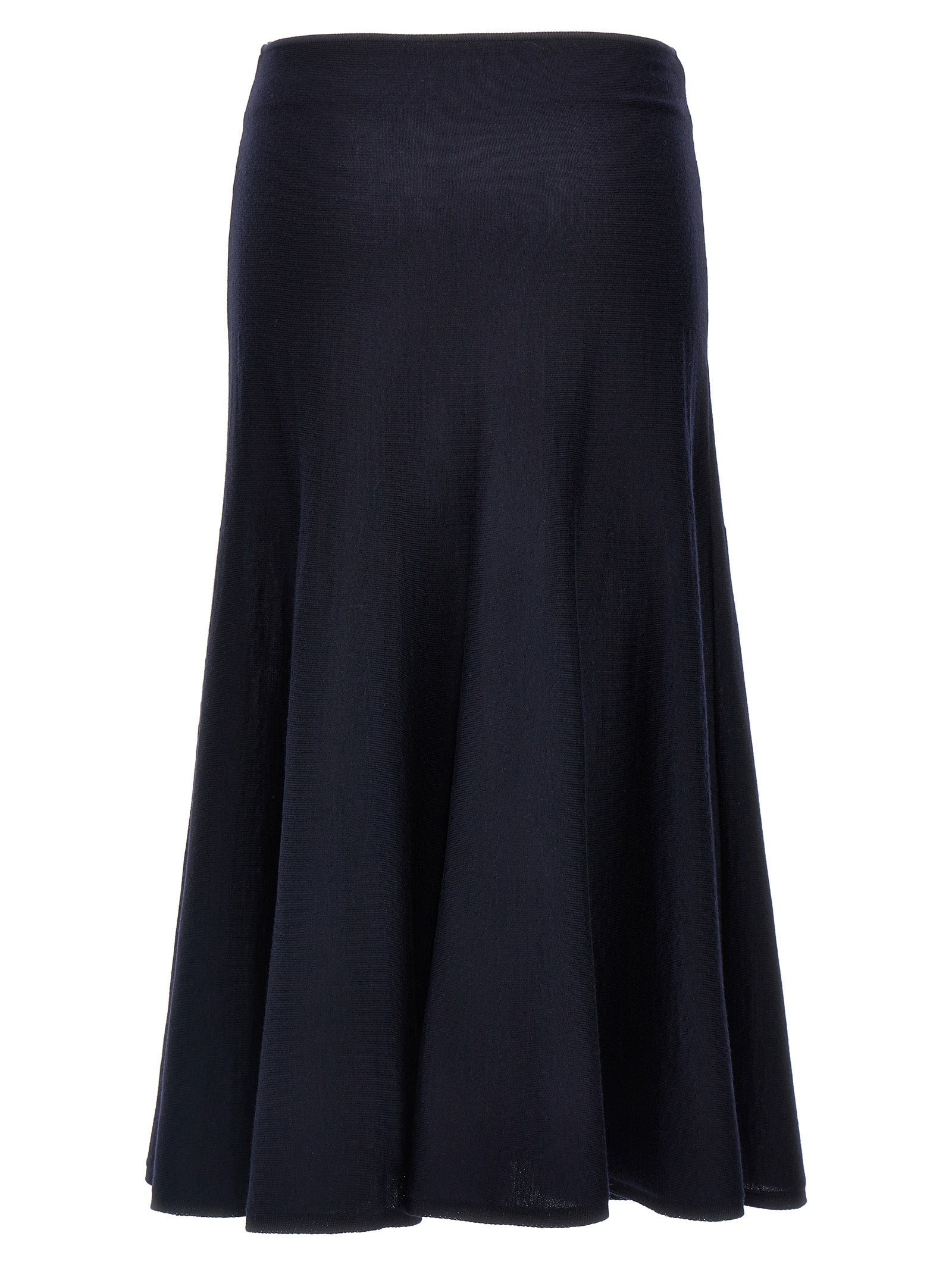 Blue Wool Midi Skirt