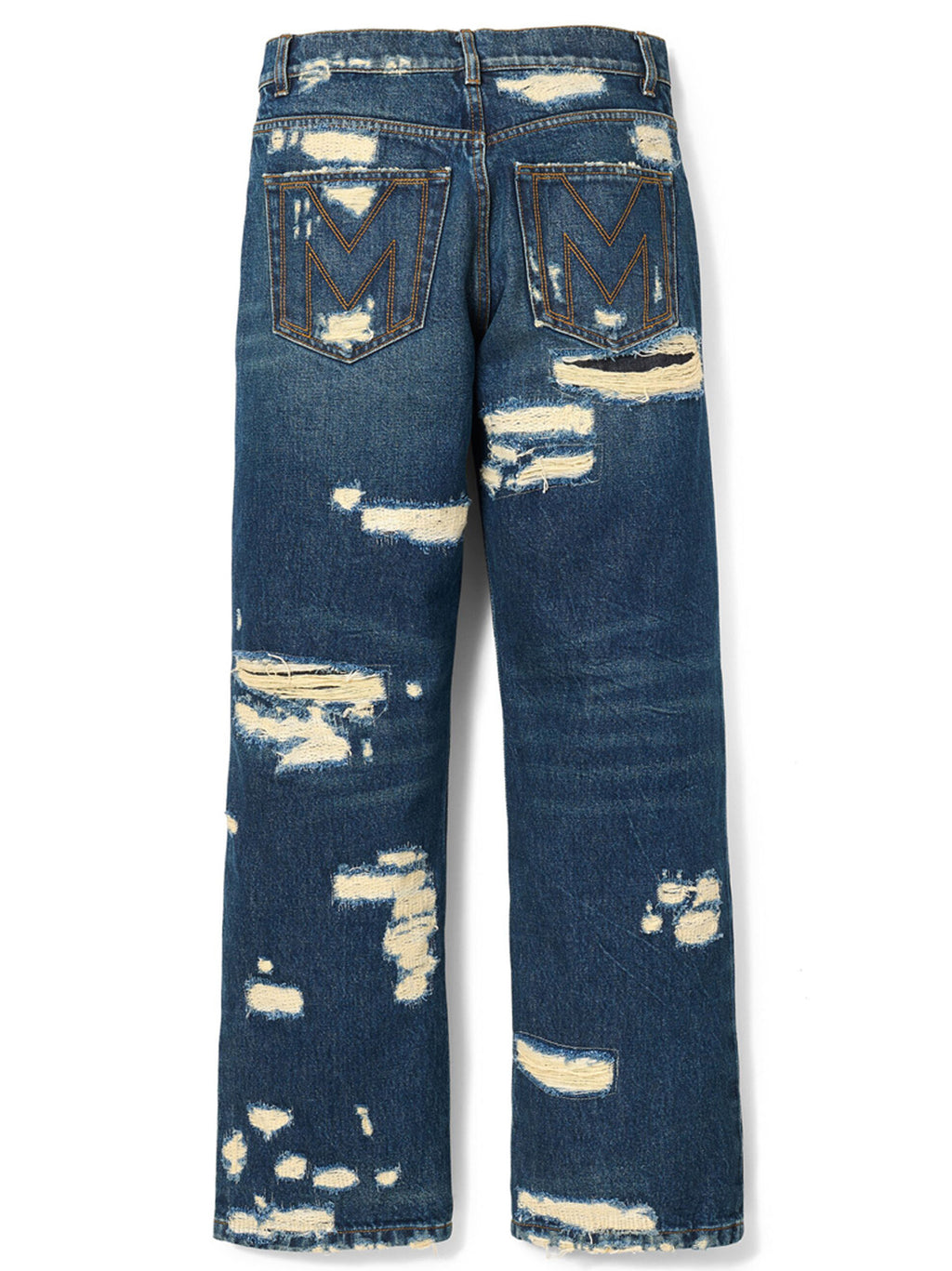 Blue Cotton Straight-Leg Jeans