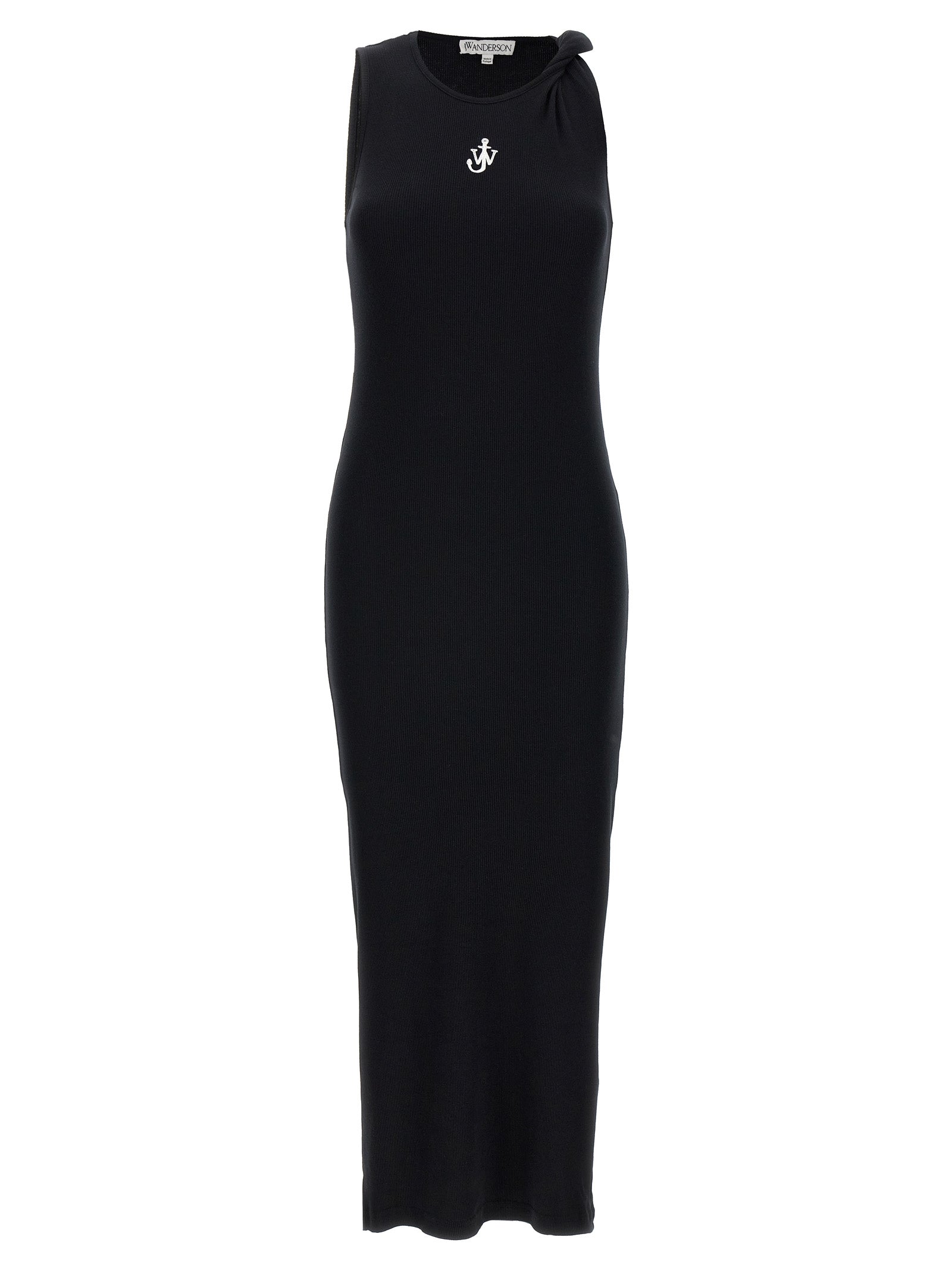 Black Cotton Midi Dress