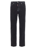 Blue Cotton Casual Pants