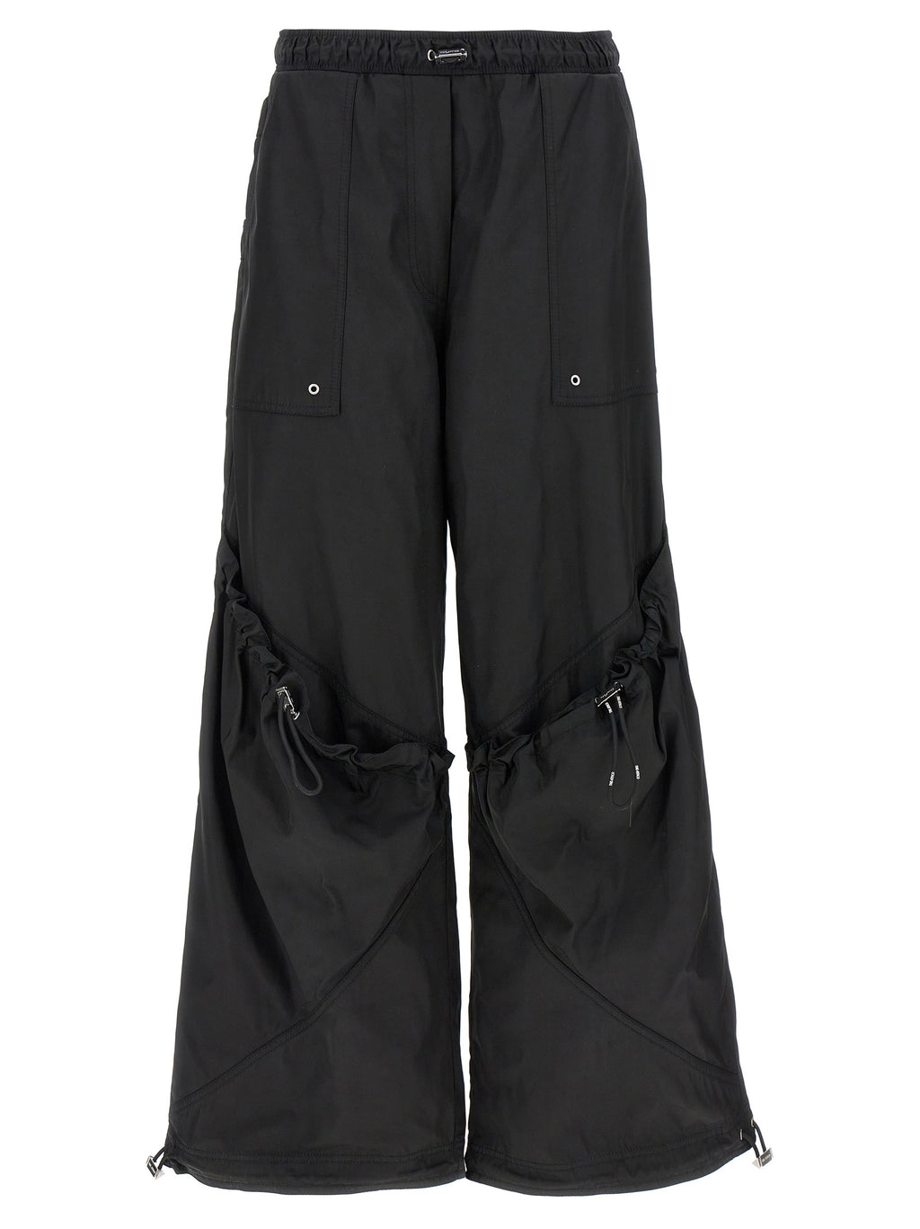 Black Polyester Casual Pants