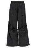 Black Polyester Casual Pants