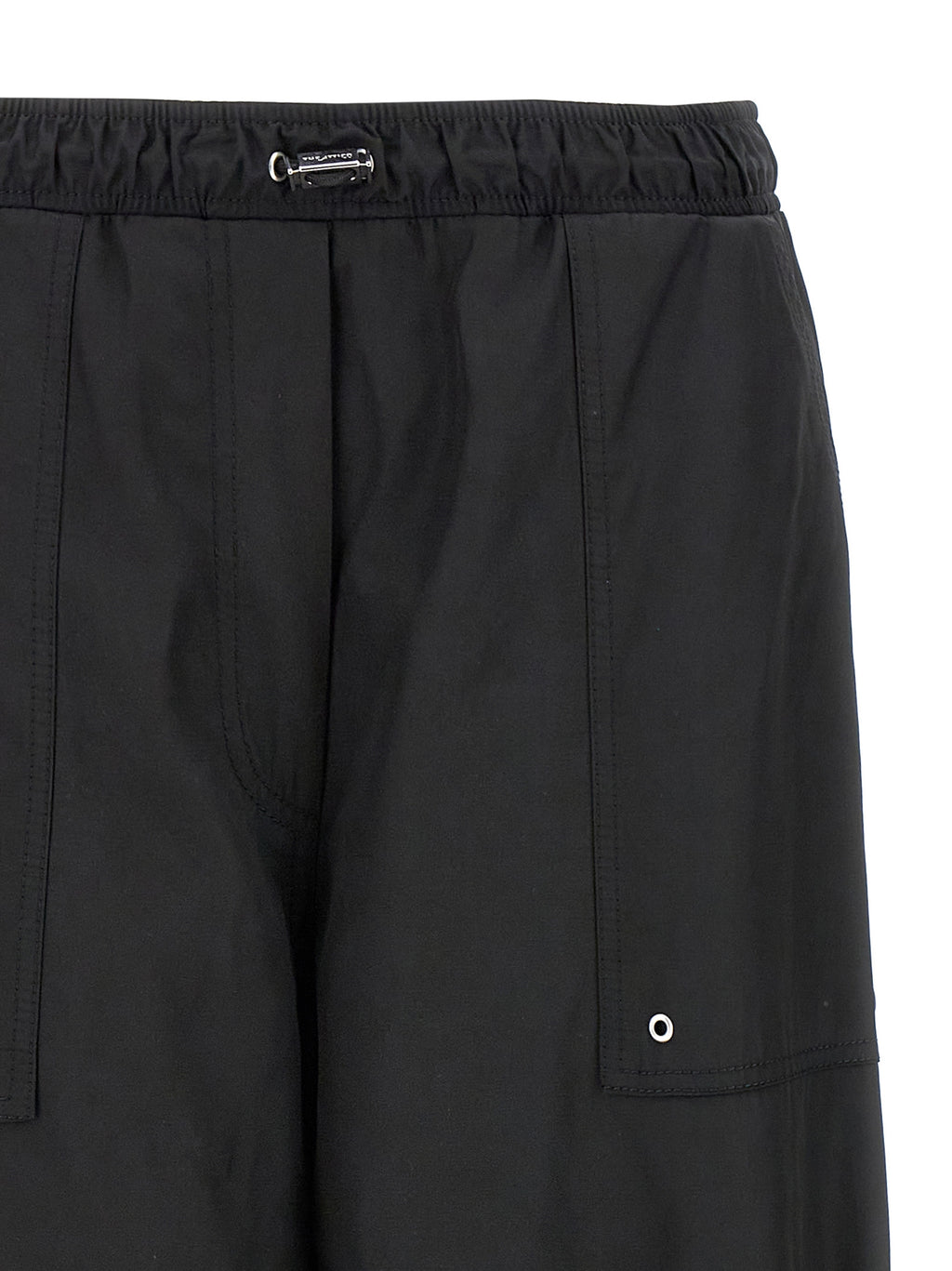 Black Polyester Casual Pants