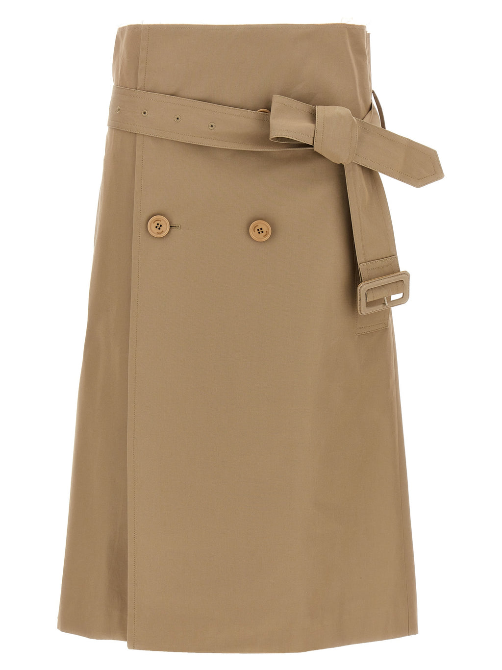 Beige Cotton Midi Skirt