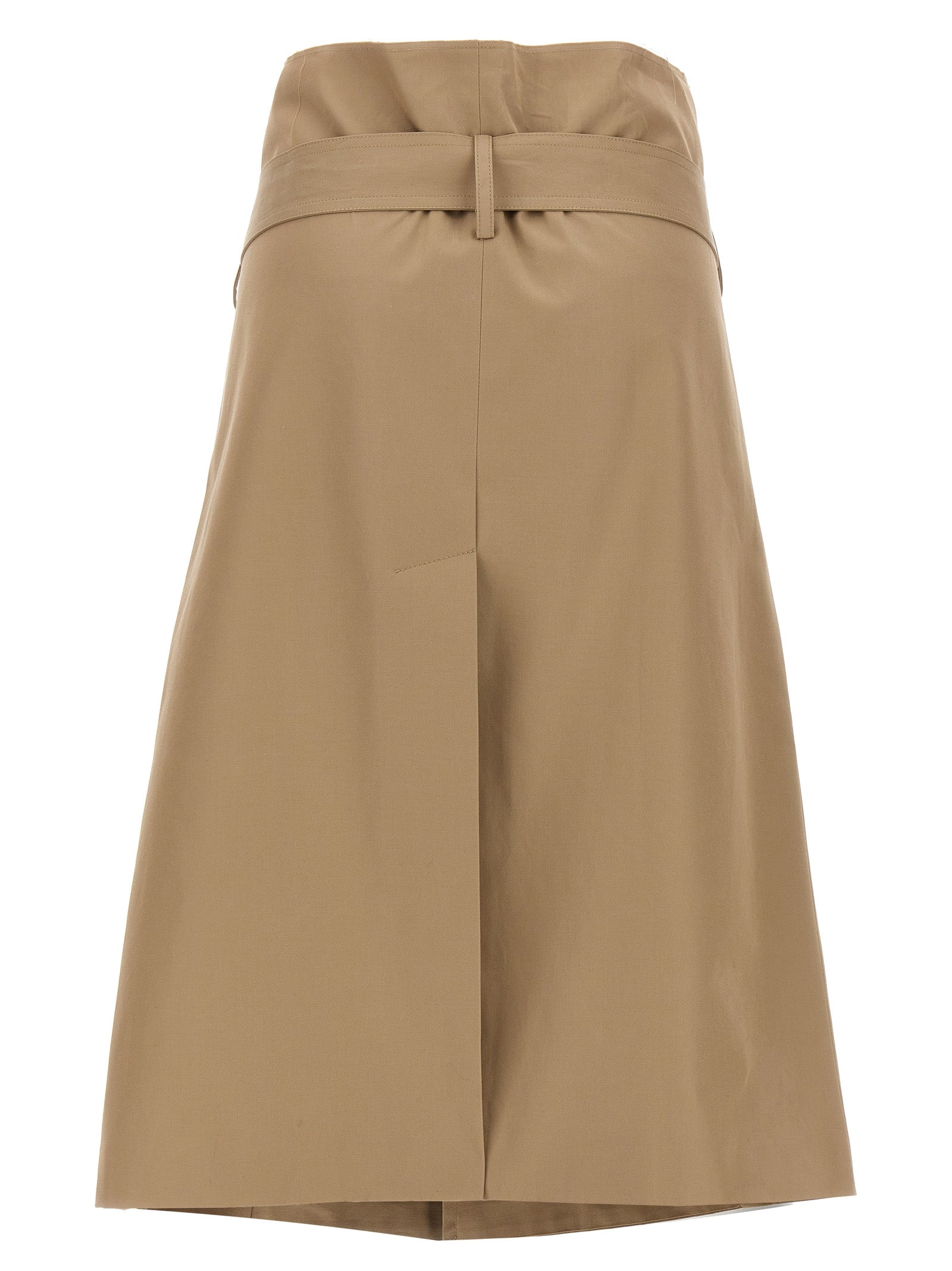 Beige Cotton Midi Skirt