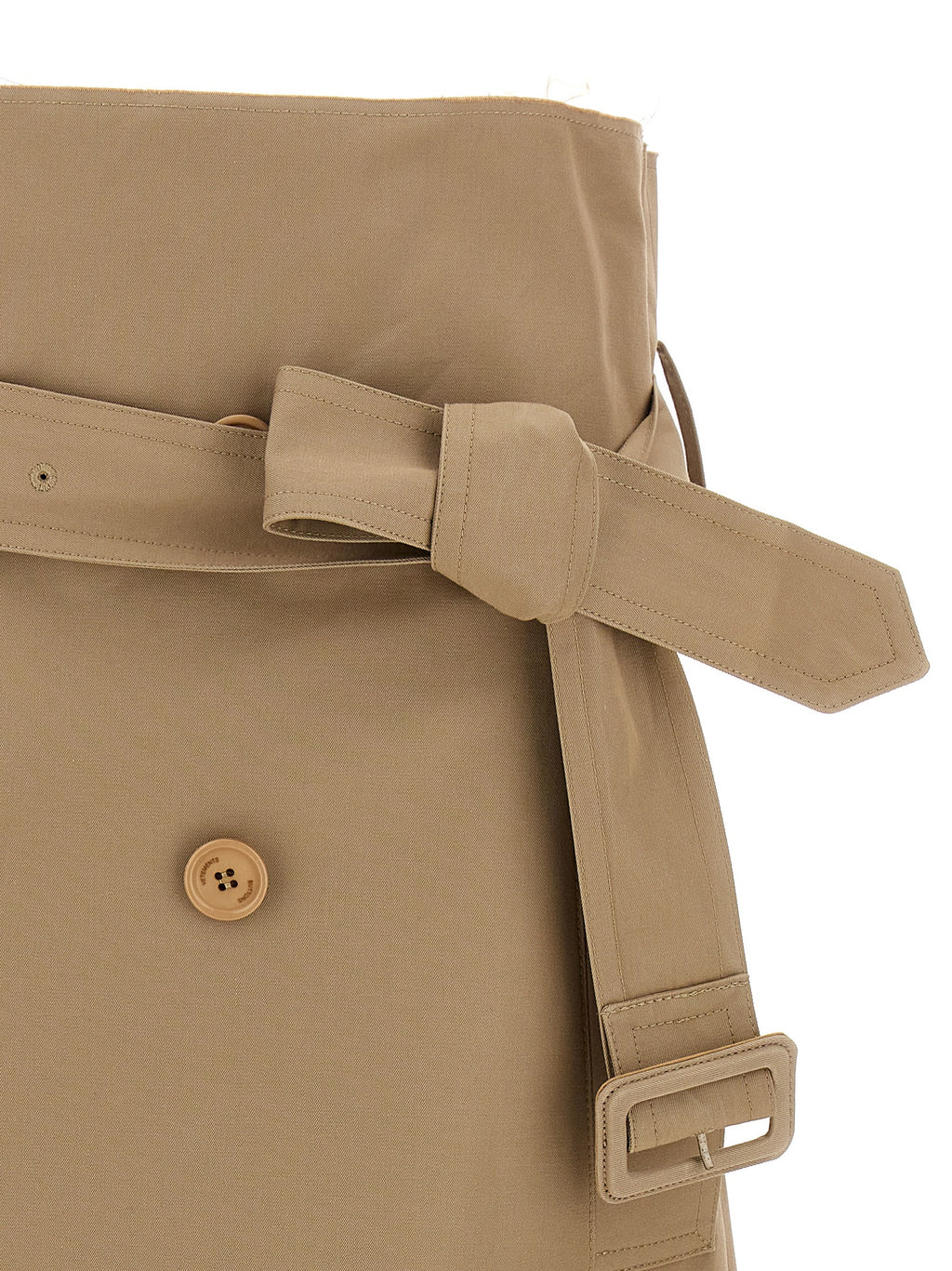 Beige Cotton Midi Skirt