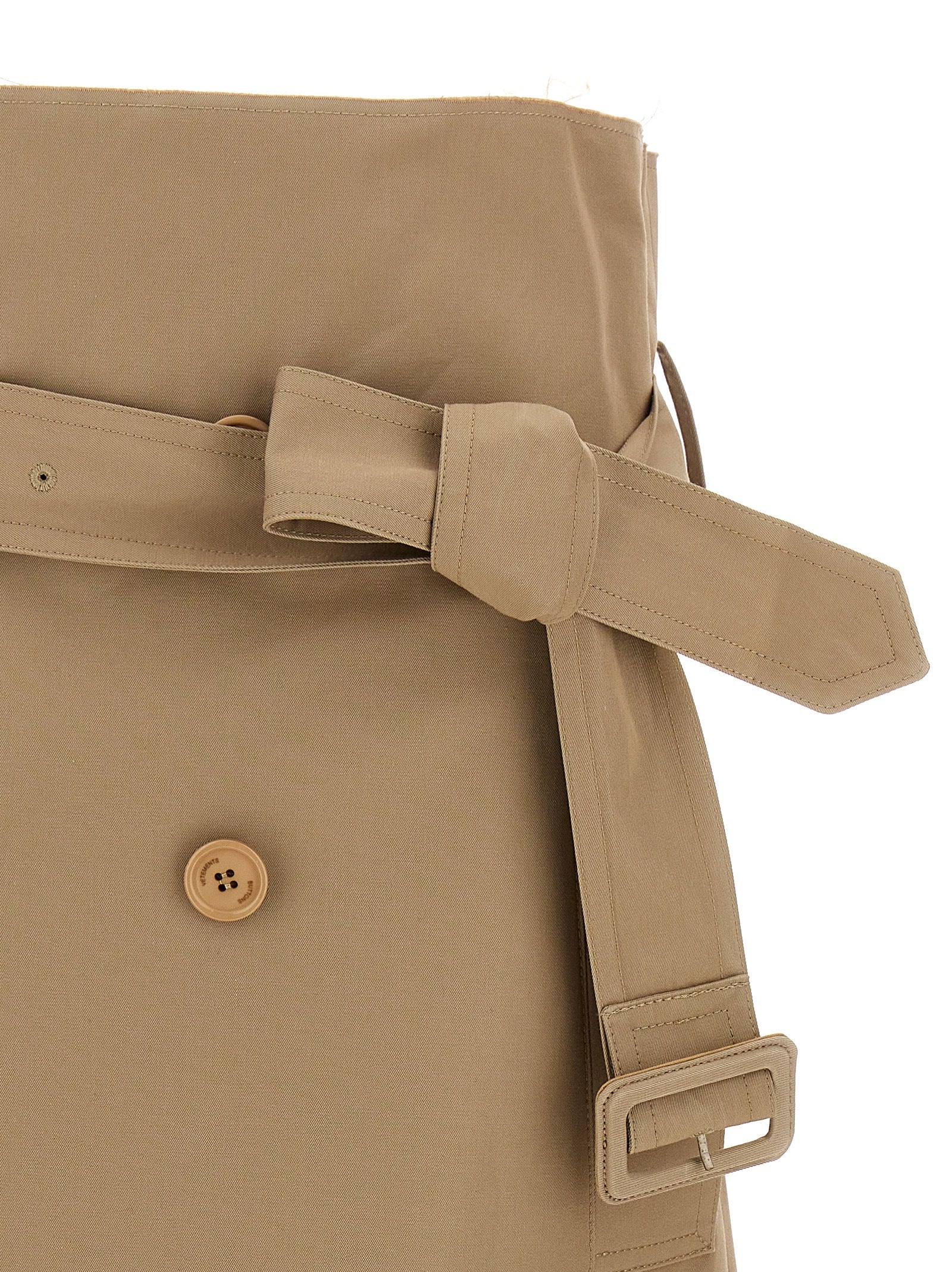 Beige Cotton Midi Skirt