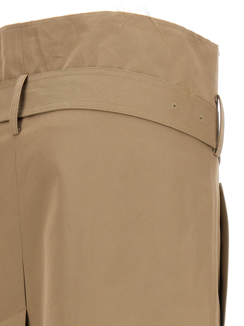 Beige Cotton Midi Skirt