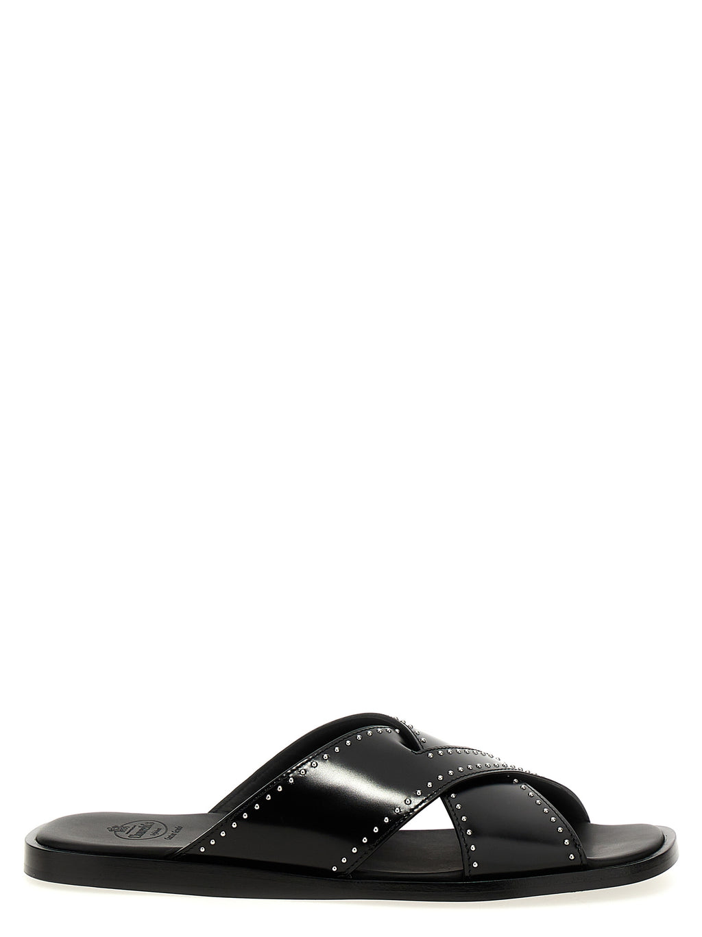 Black Calf Leather Bos Taurus Slides