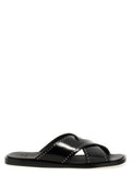 Black Calf Leather Bos Taurus Slides