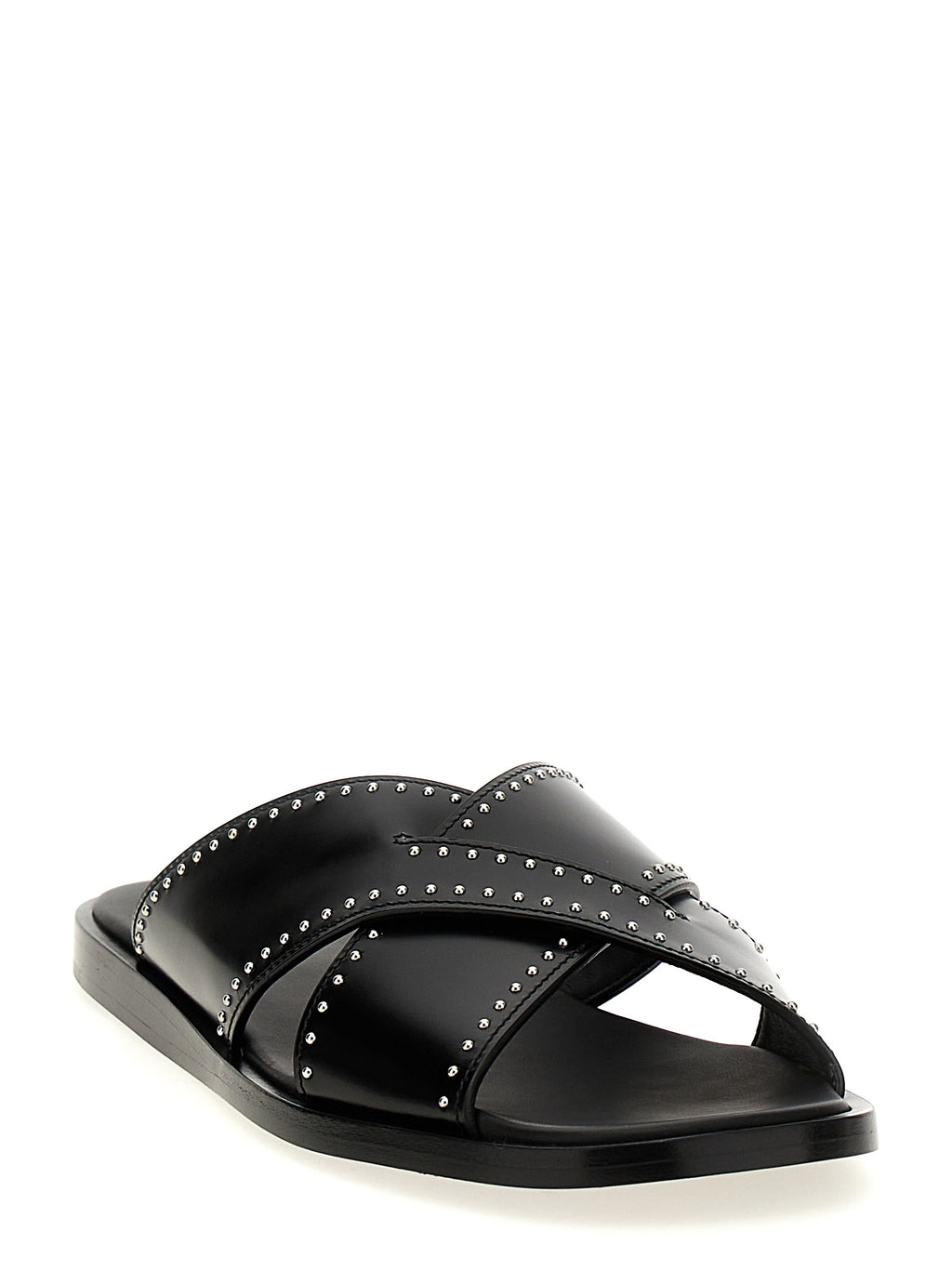 Black Calf Leather Bos Taurus Slides