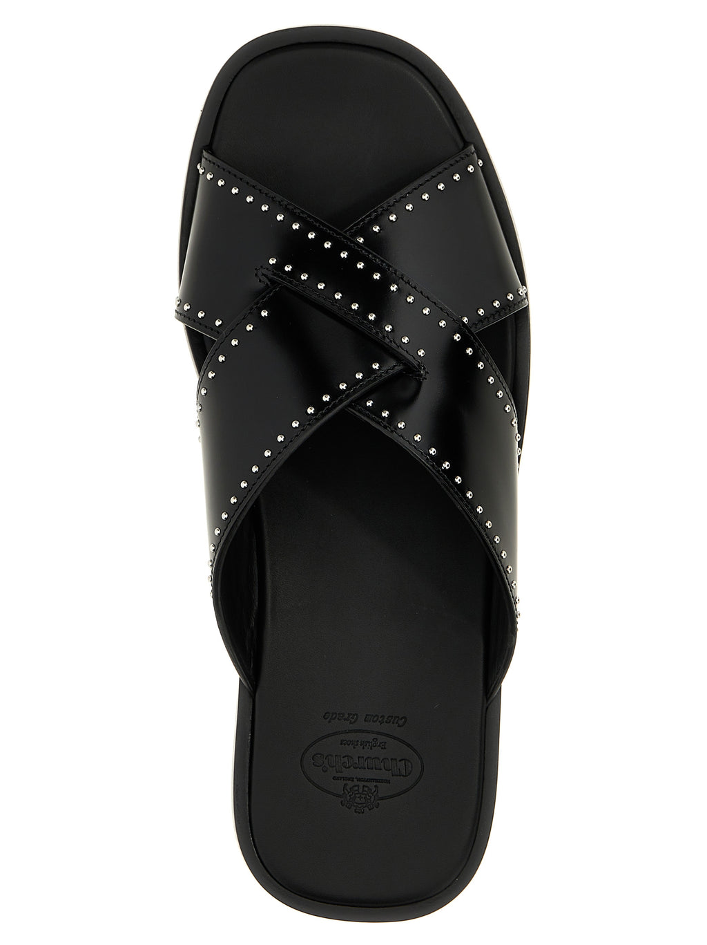 Black Calf Leather Bos Taurus Slides