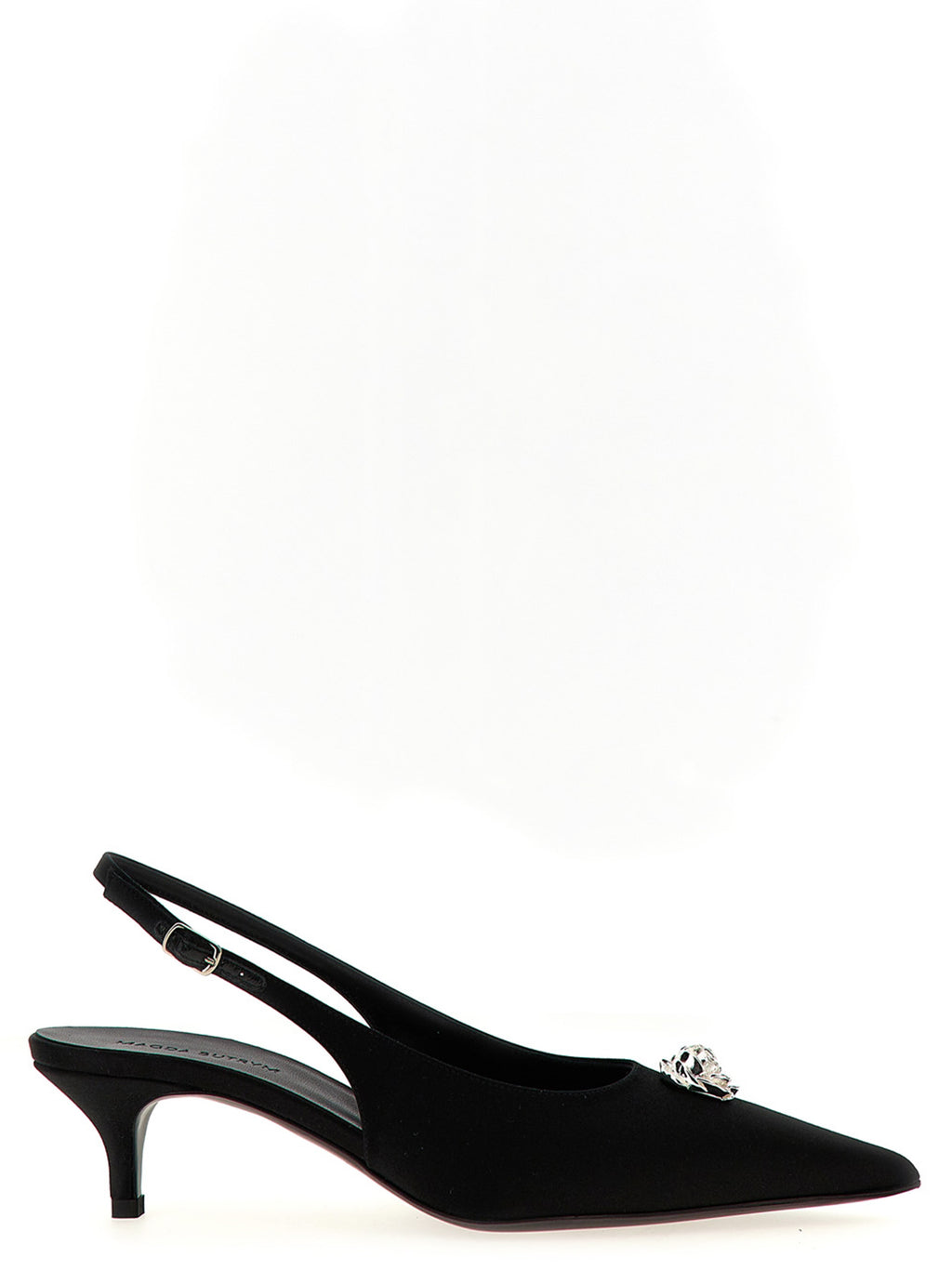 Black Silk Mid Heel Pumps