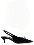 Black Silk Mid Heel Pumps
