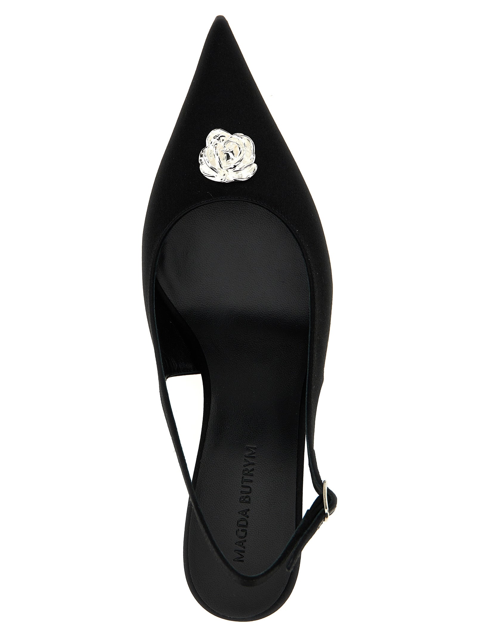 Black Silk Mid Heel Pumps