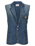 Blue Cotton Sleeveless Jacket