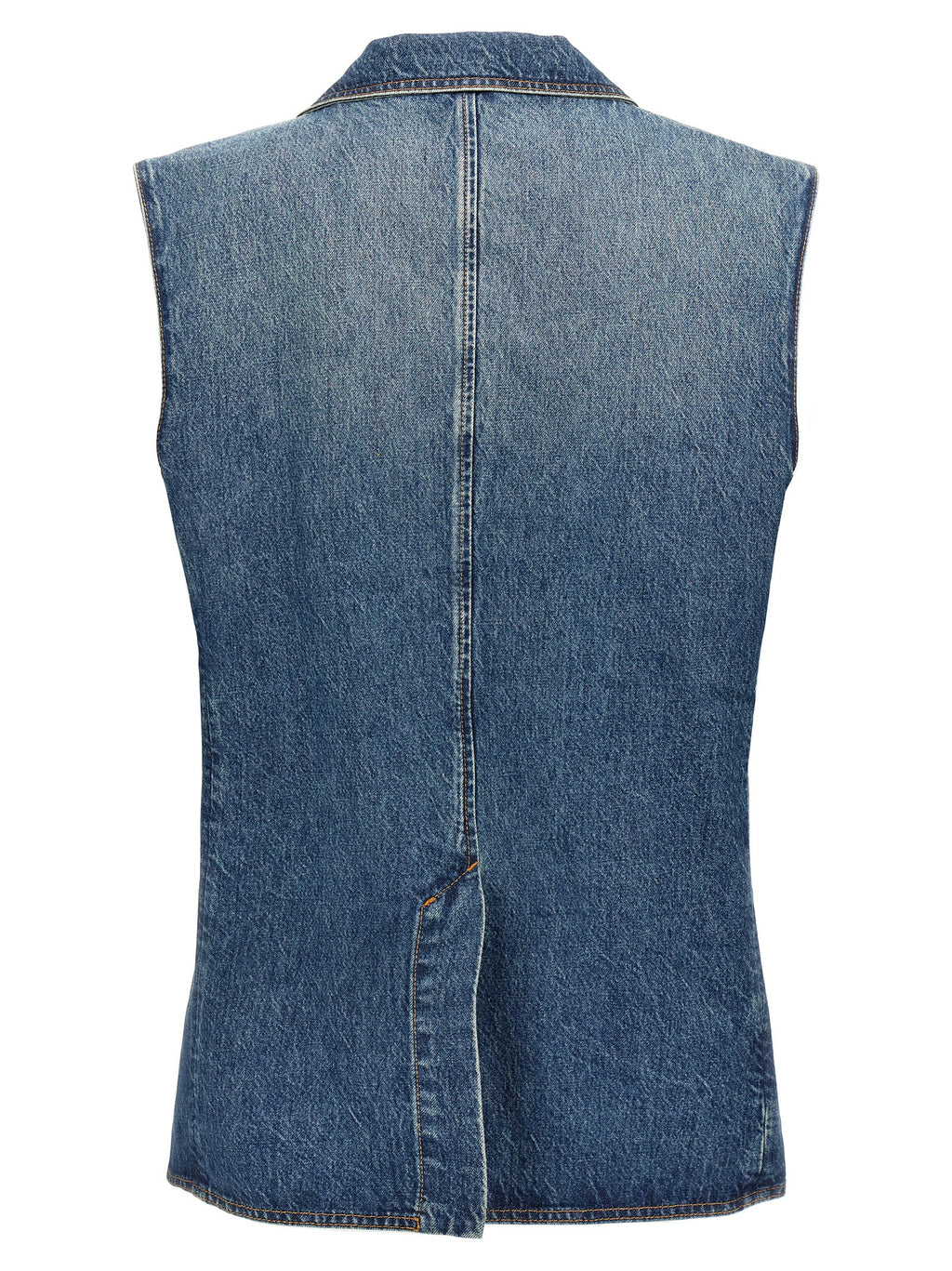 Blue Cotton Sleeveless Jacket