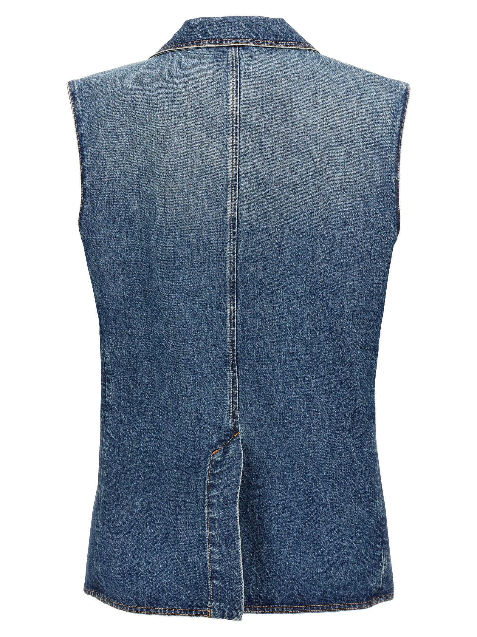 Blue Cotton Sleeveless Jacket