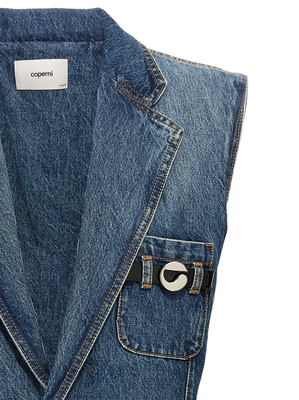 Blue Cotton Sleeveless Jacket