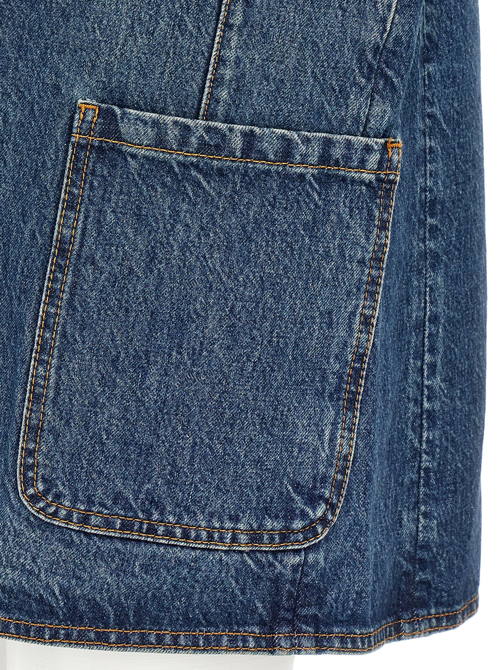 Blue Cotton Sleeveless Jacket