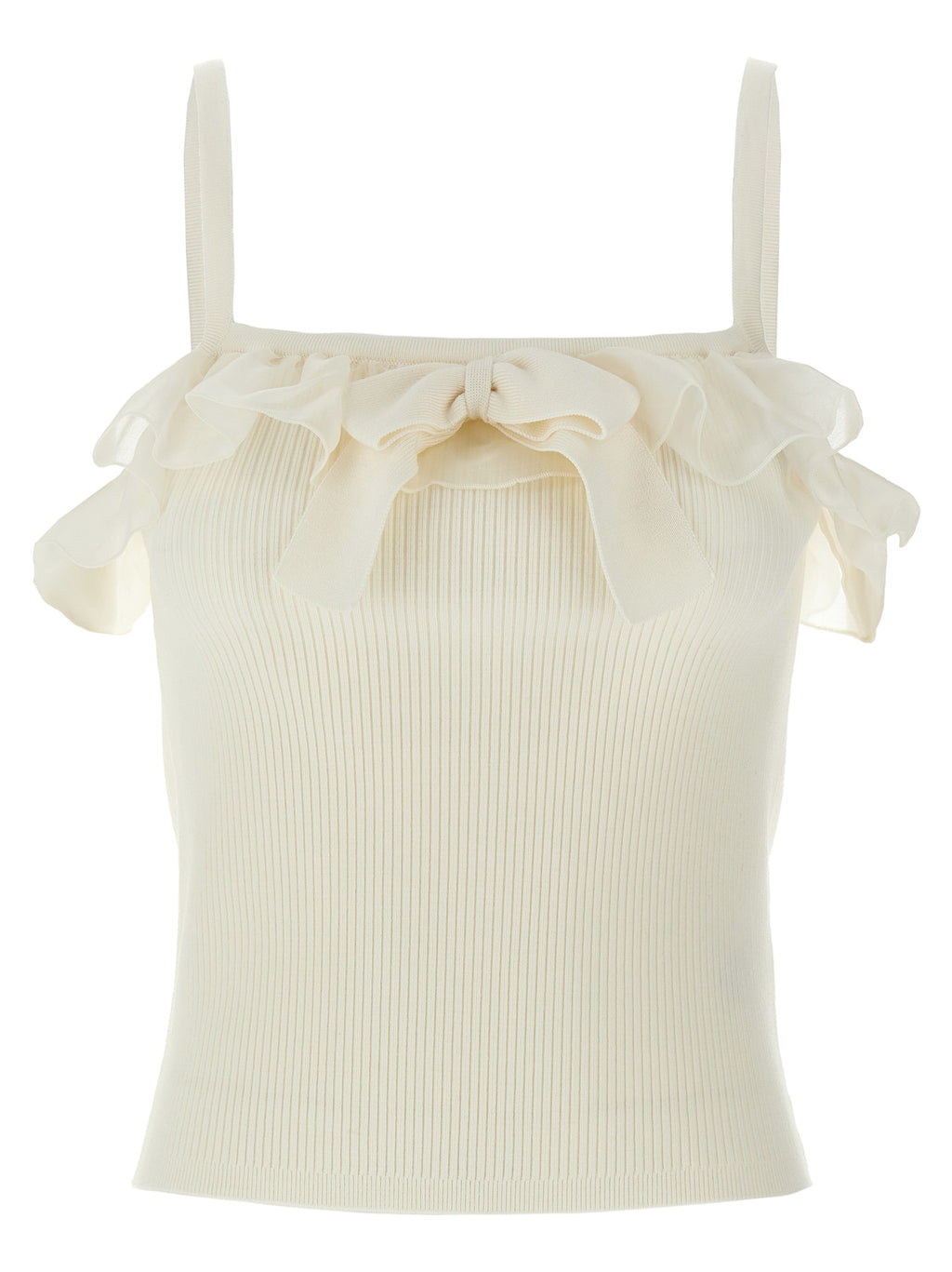 White Wool Sleeveles T-Shirt