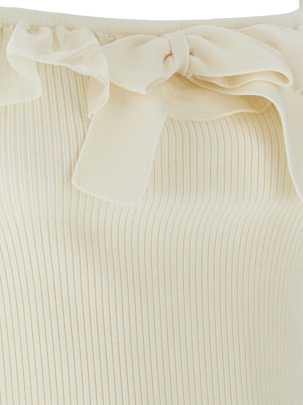 White Wool Sleeveles T-Shirt