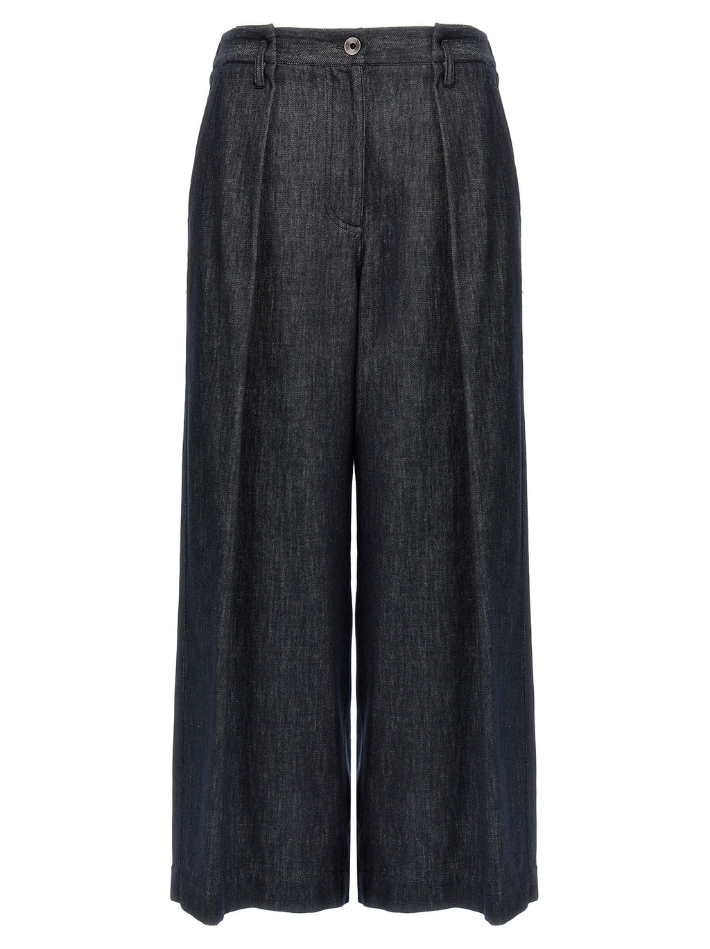 Blue Cotton Casual Pants