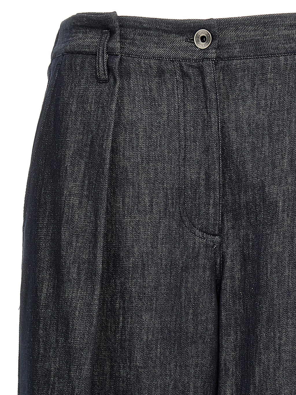 Blue Cotton Casual Pants