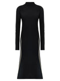 Bicolor Viscose Midi Dress