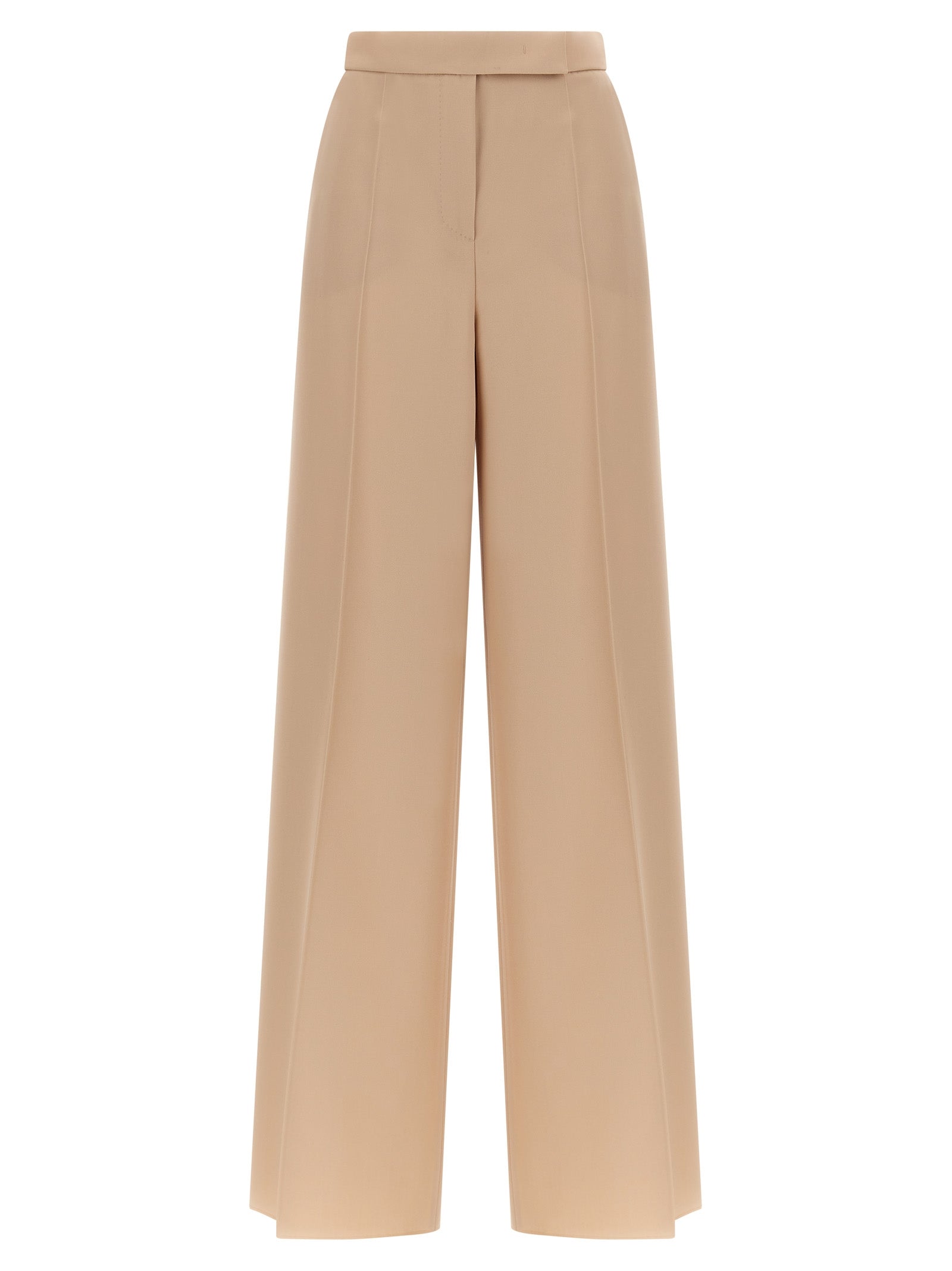 Beige Virgin Wool Casual Pants