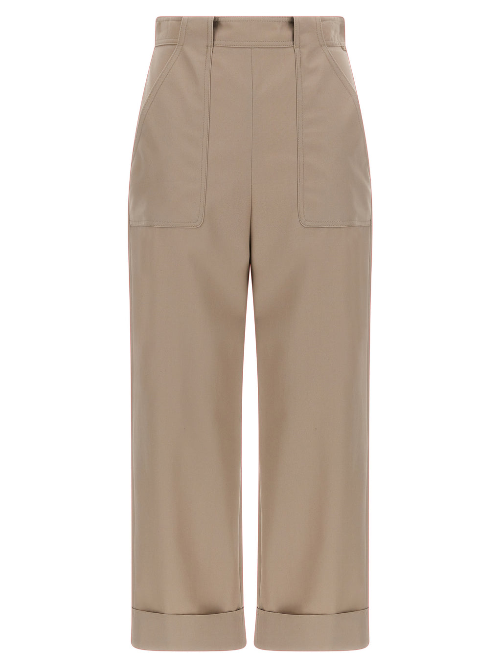 Beige Cotton Casual Pants