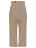 Beige Cotton Casual Pants