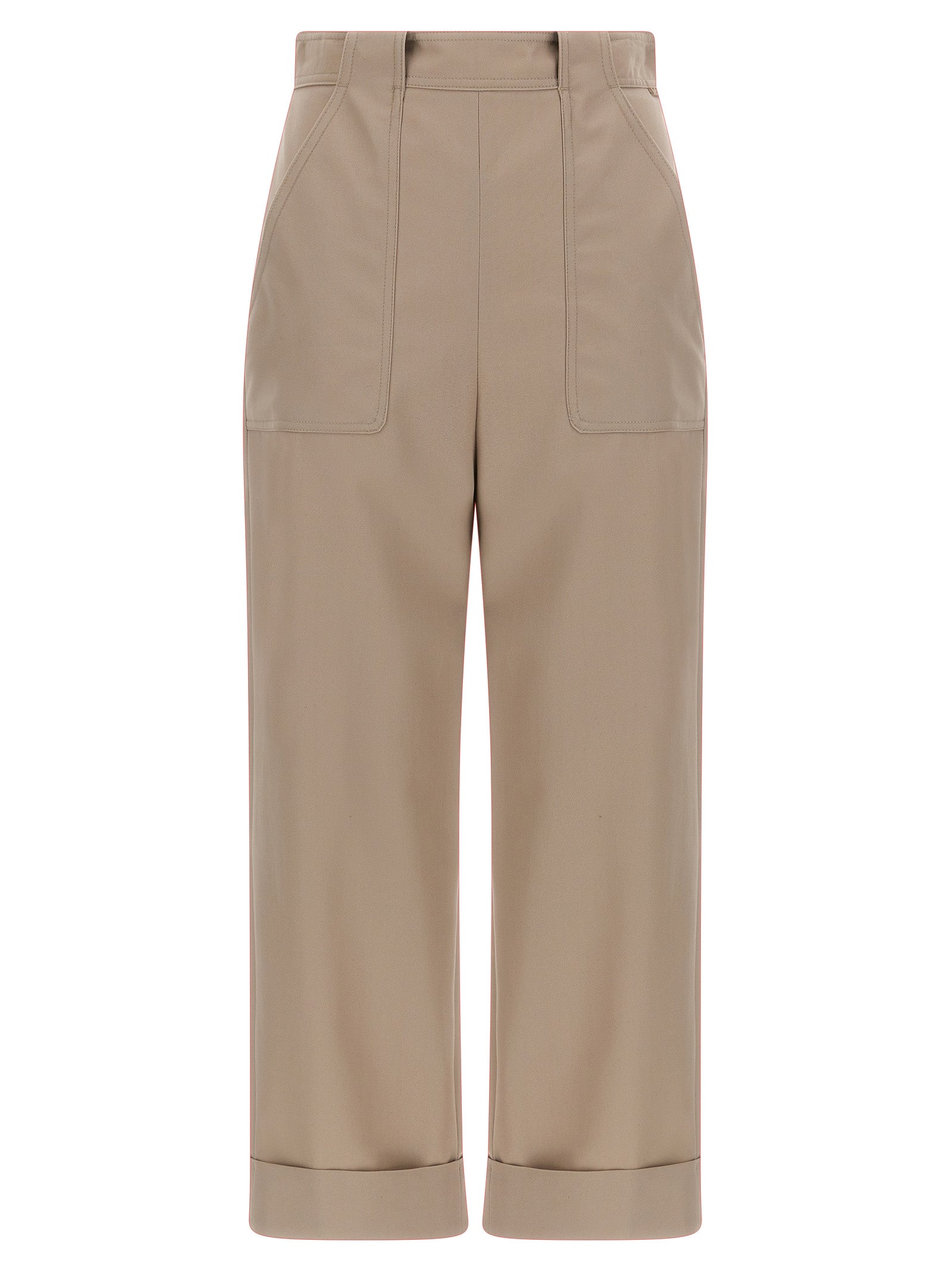 Beige Cotton Casual Pants