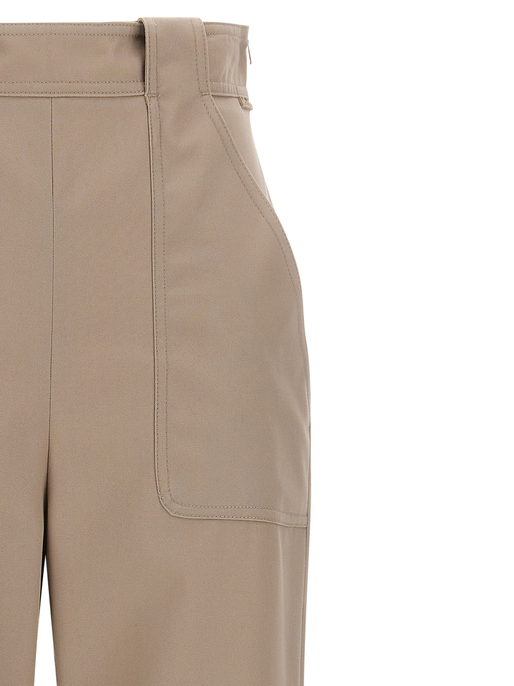 Beige Cotton Casual Pants