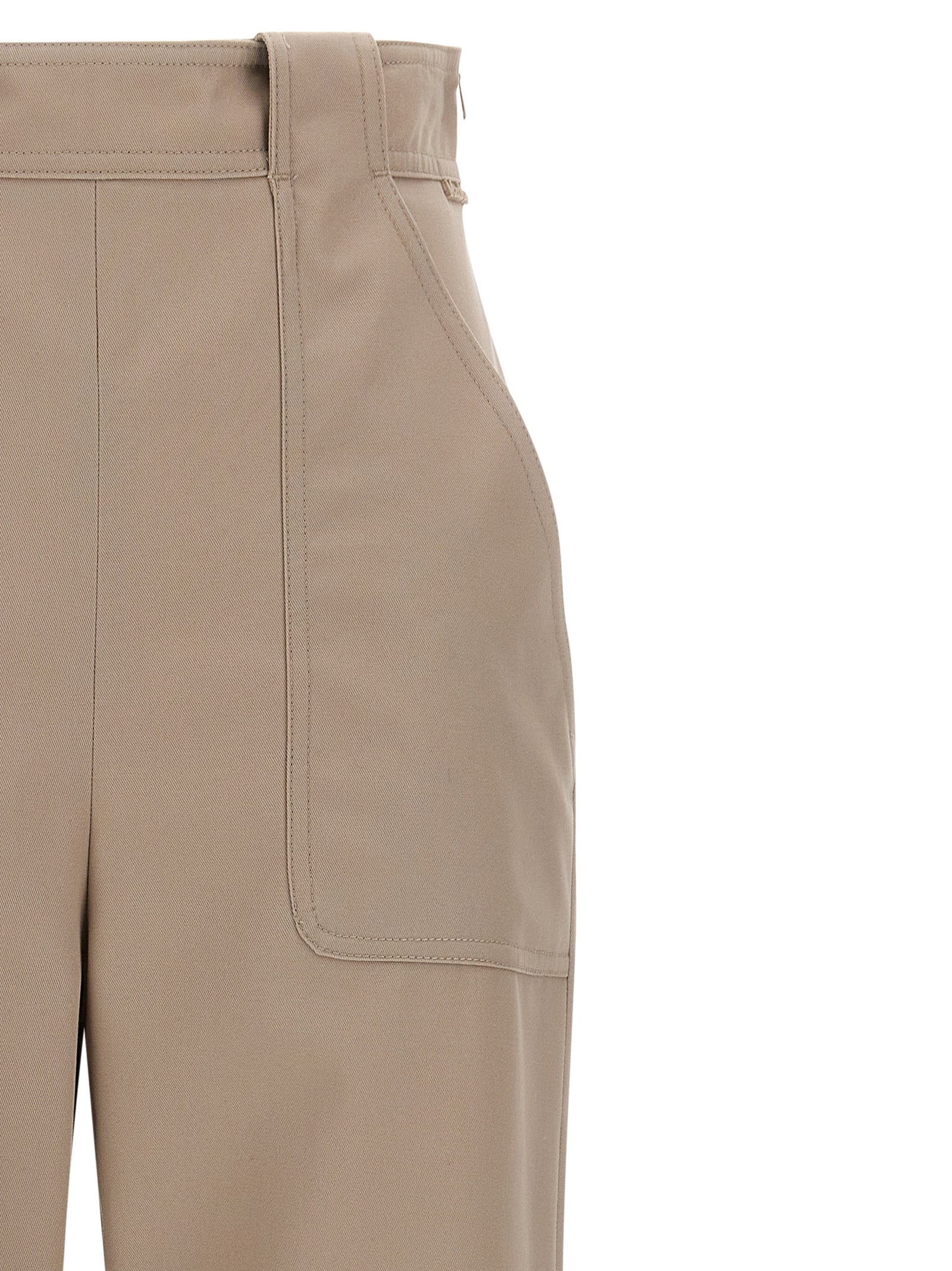 Beige Cotton Casual Pants