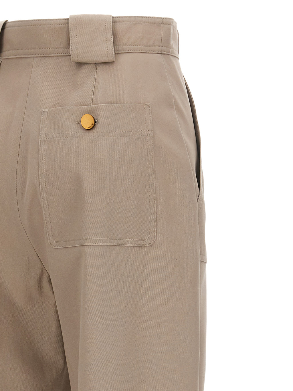 Beige Cotton Casual Pants