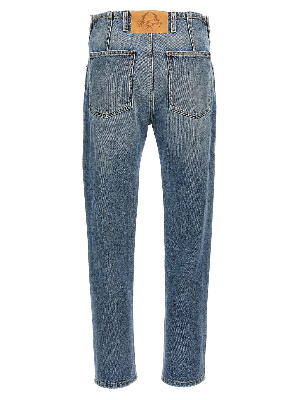 Blue Cotton Straight-Leg Jeans