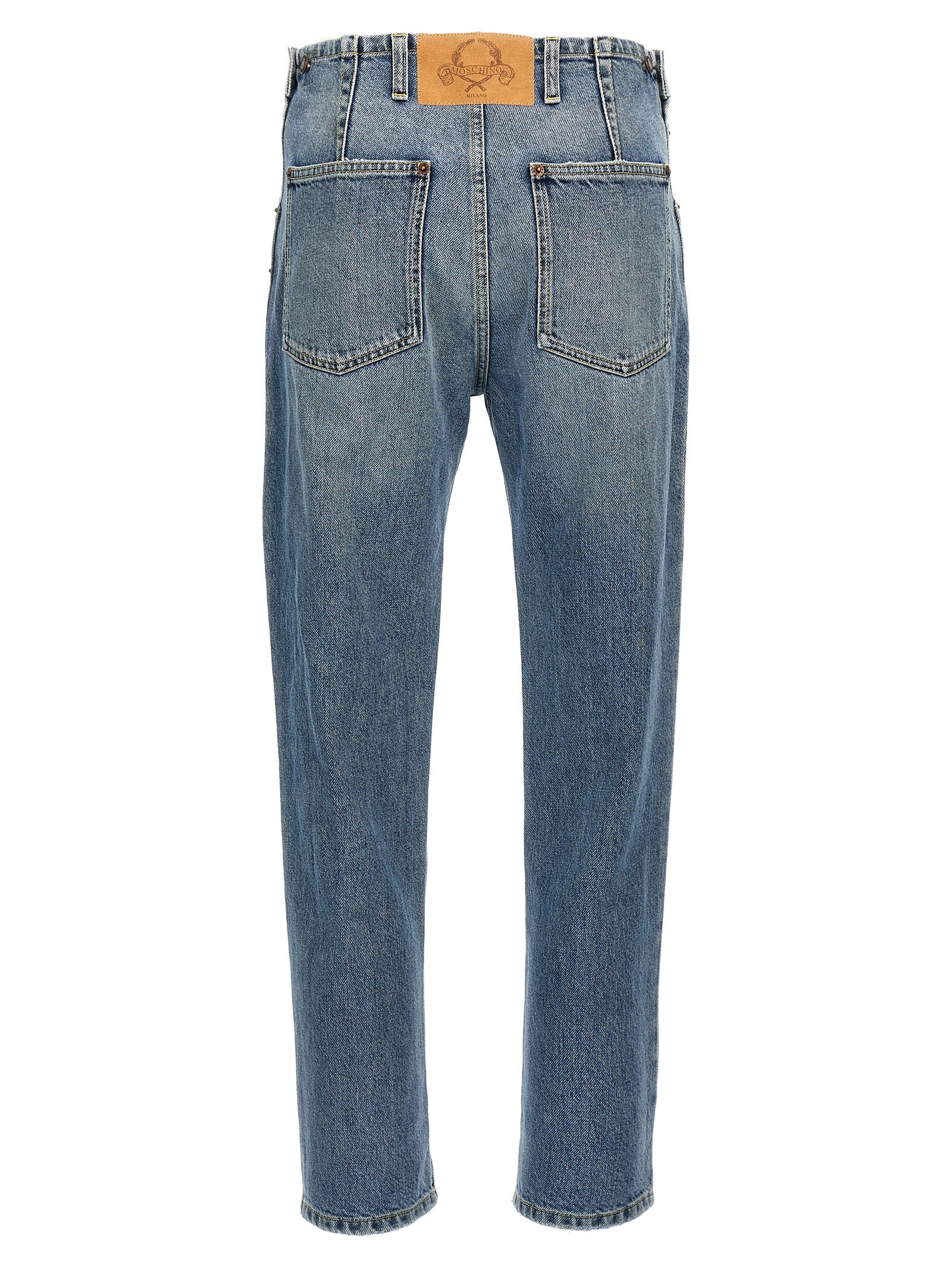 Blue Cotton Straight-Leg Jeans