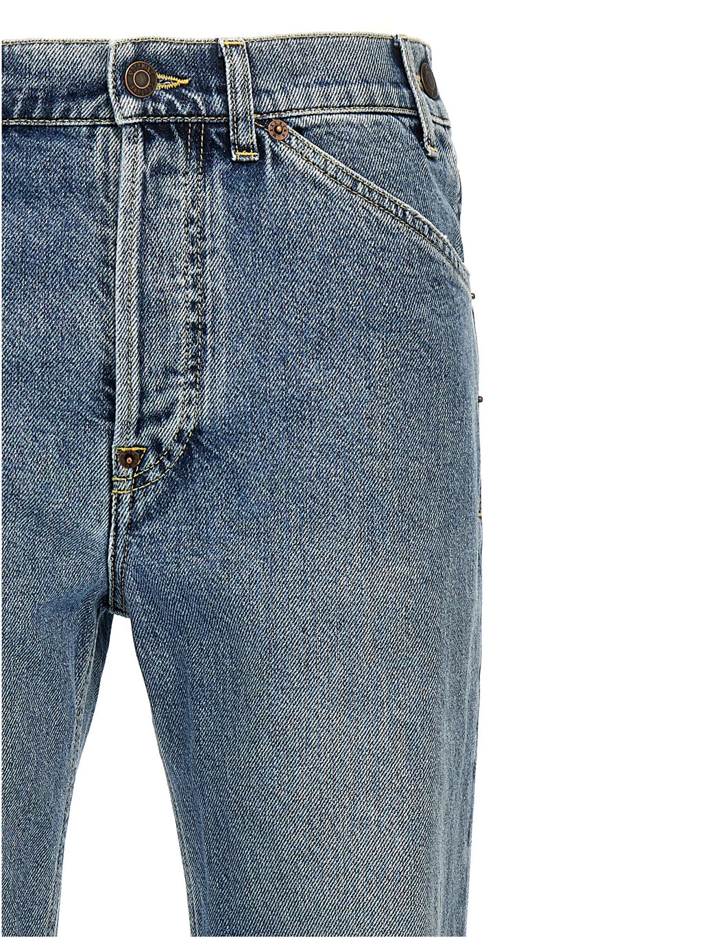 Blue Cotton Straight-Leg Jeans