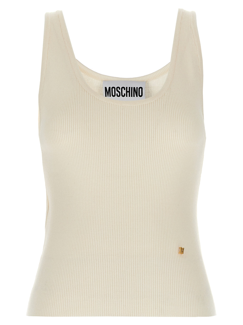 White Virgin Wool Sleeveles T-Shirt