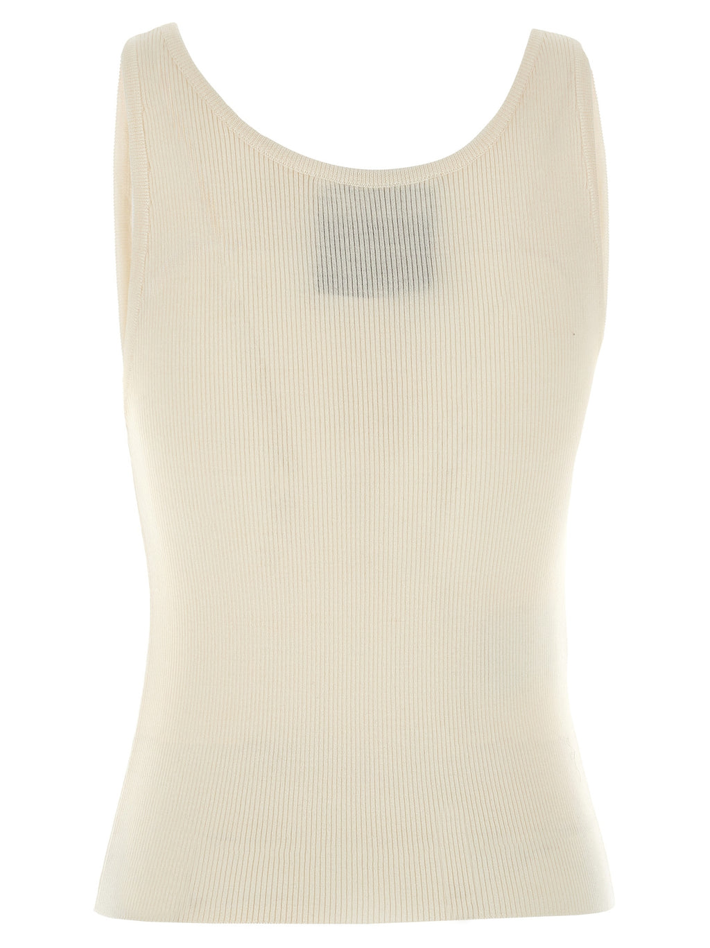 White Virgin Wool Sleeveles T-Shirt