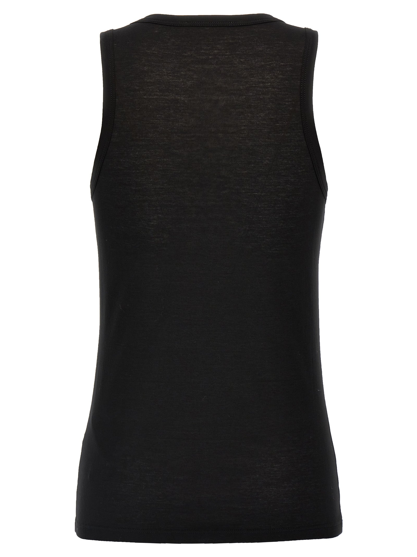 Black Cotton Sleeveles T-Shirt