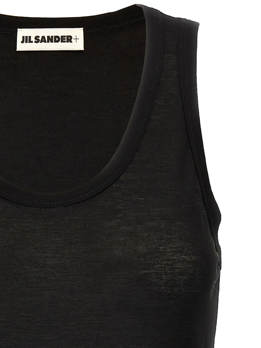 Black Cotton Sleeveles T-Shirt