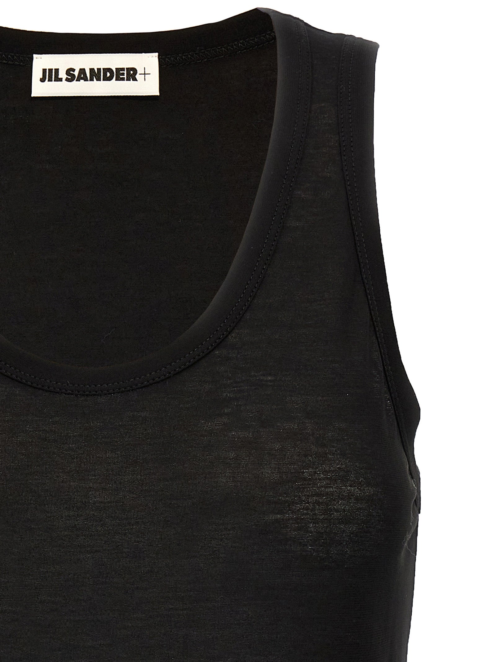 Black Cotton Sleeveles T-Shirt