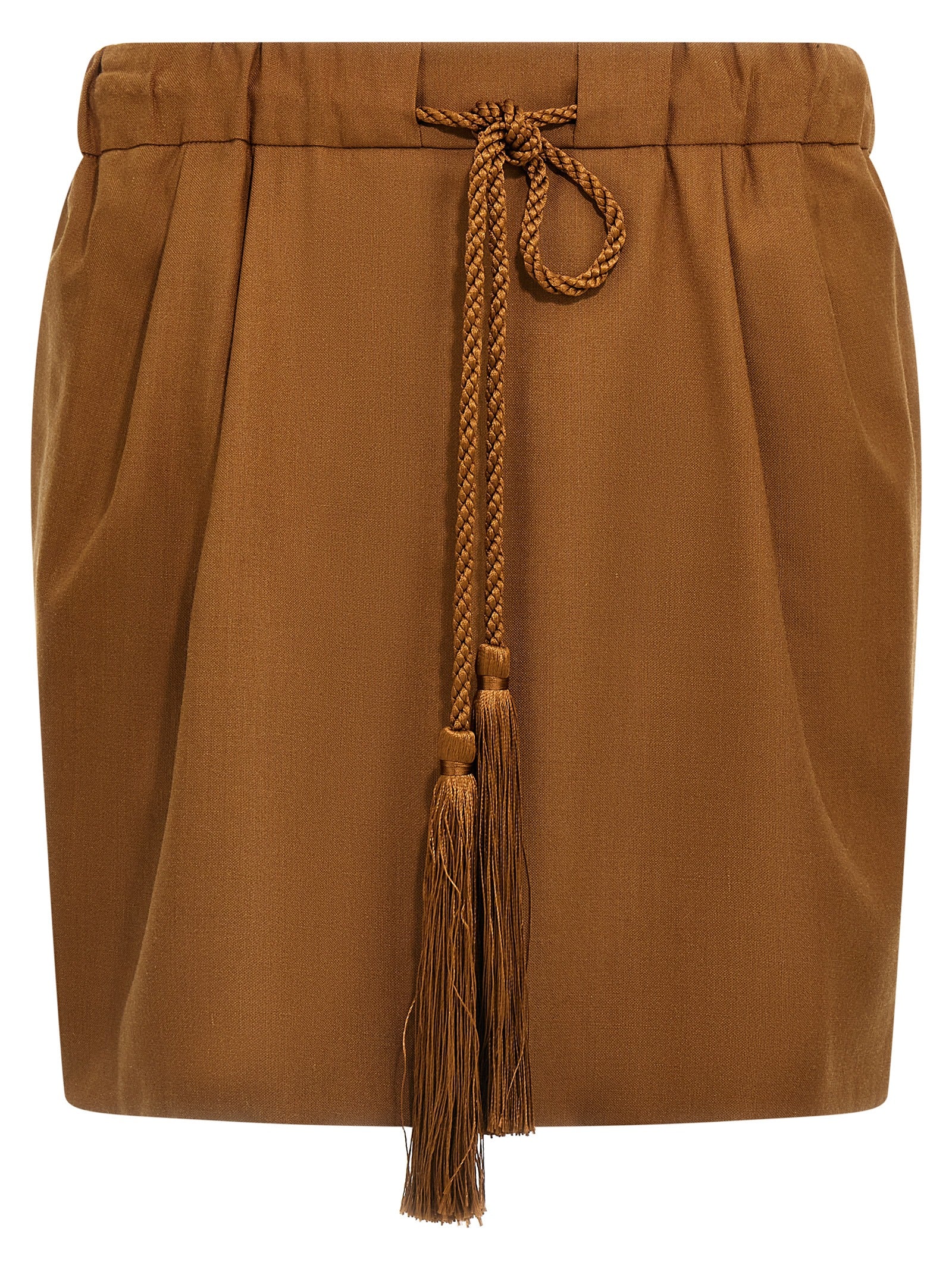 Brown Virgin Wool Long Skirt
