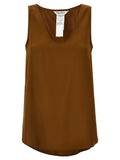Brown Silk Sleeveles T-Shirt