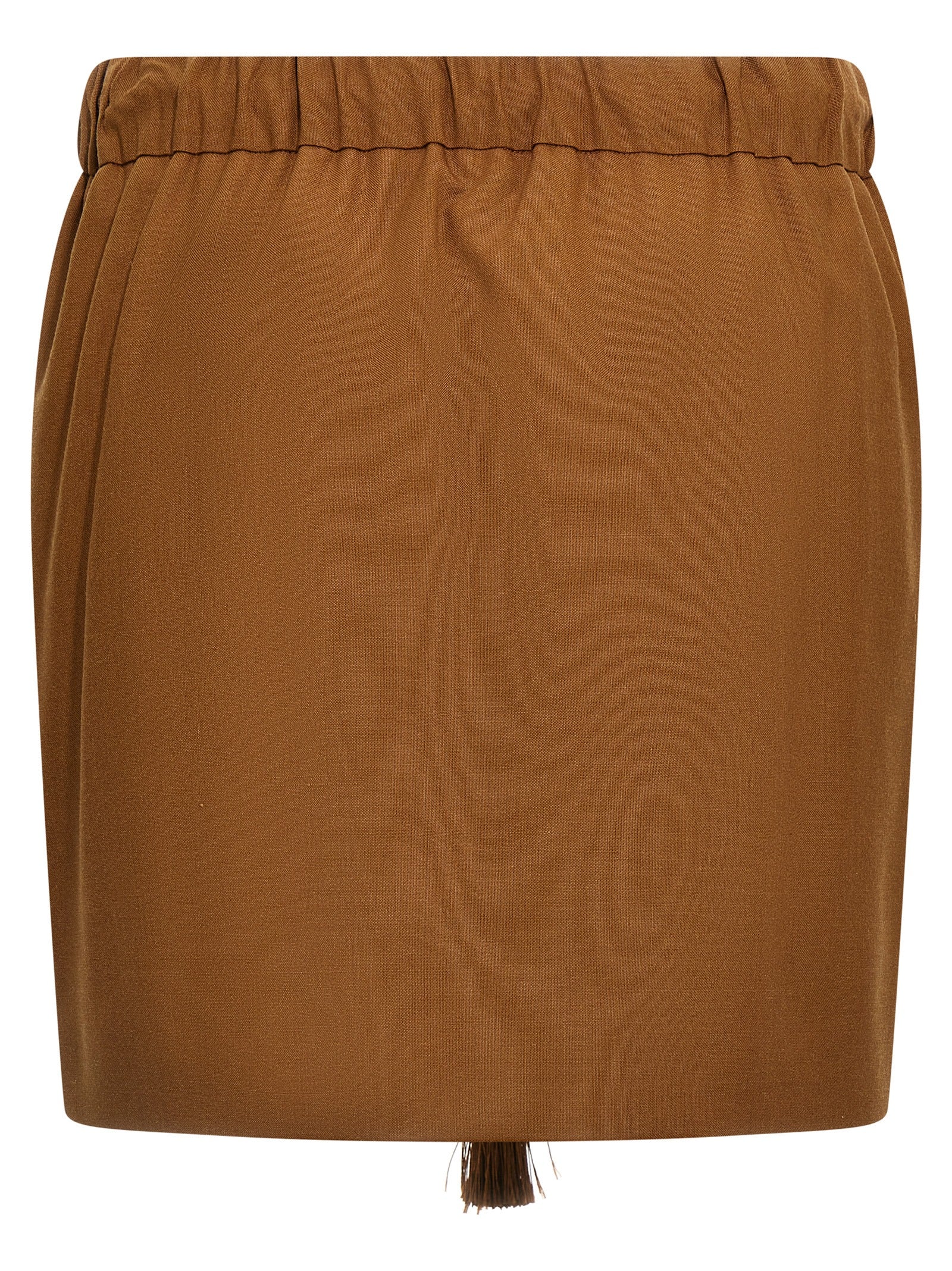 Brown Virgin Wool Long Skirt