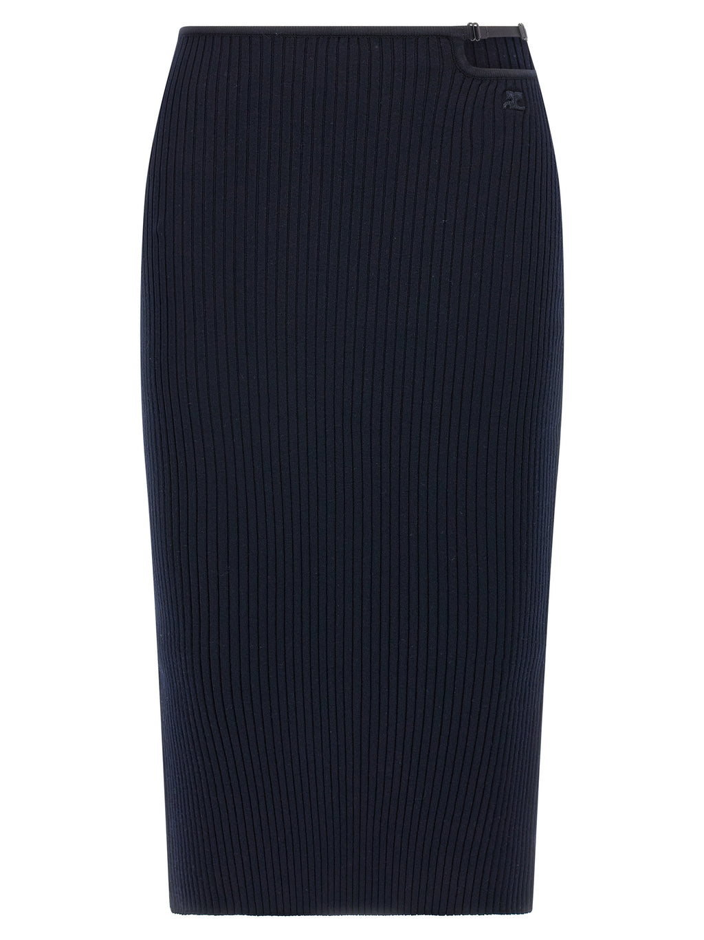 Blue Viscose Midi Skirt